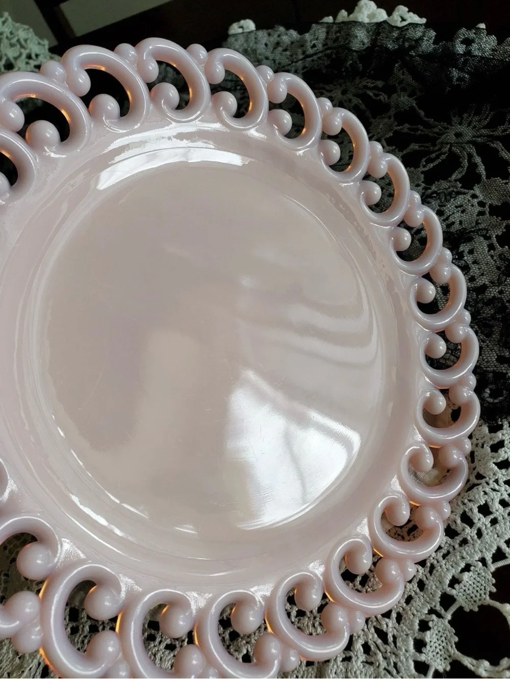Vintage Fenton Reverse C Pink Lace-Edge Decorative Plate